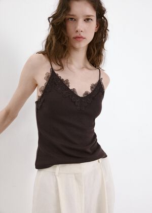 Lace detail knit top