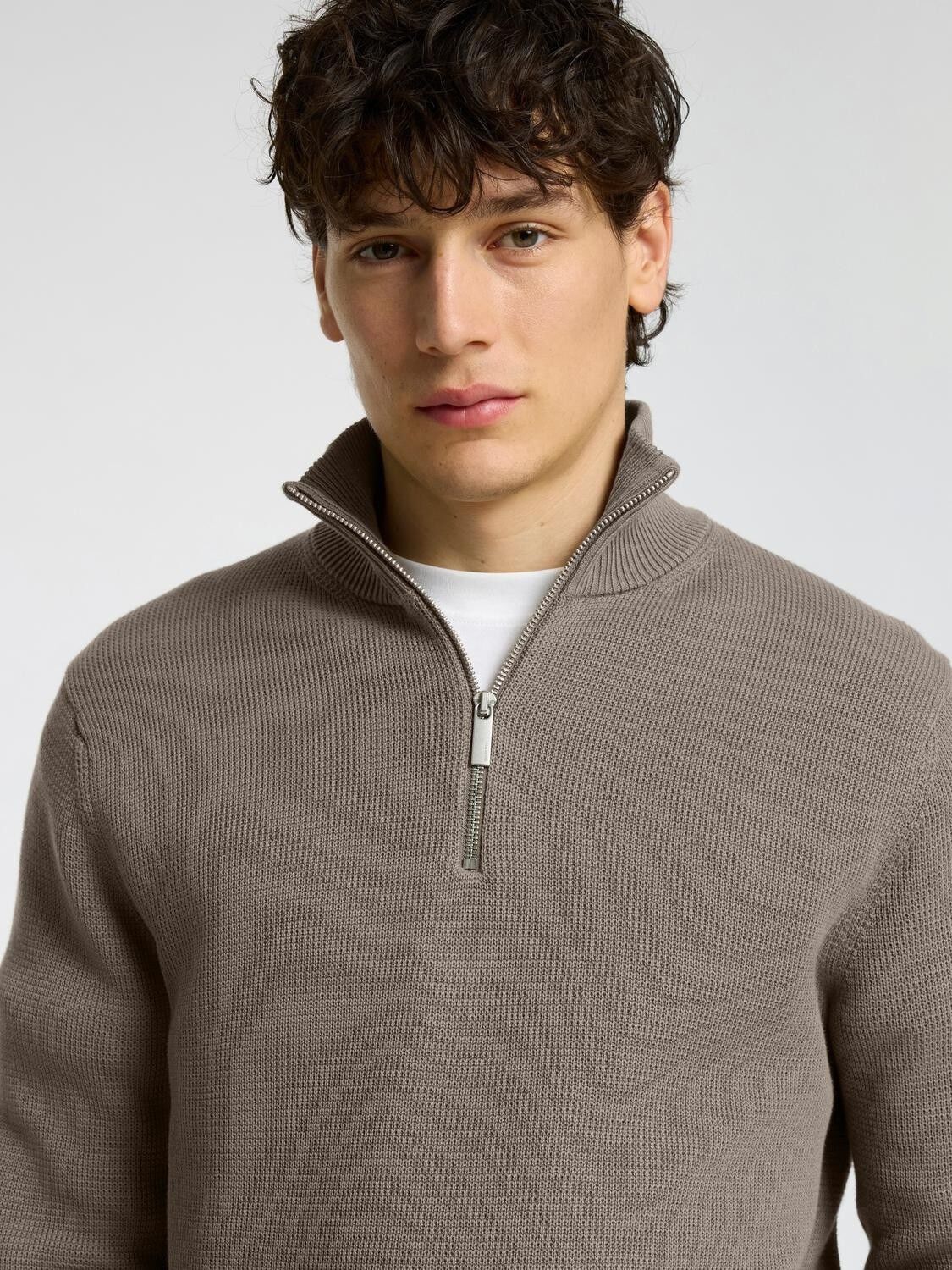 Slmdane Ls Knit Reg Struc Half Zip Noos