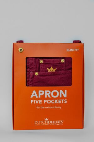 Five Pockets Apron , Slim Fit, Canvas Aubergine Burgundy