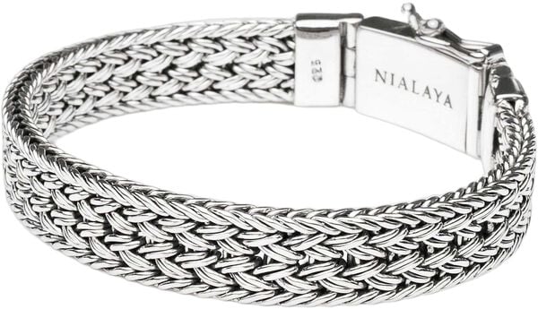 Men's Silver Braided Chain Bracelet