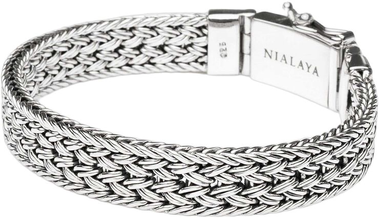 Men's Silver Braided Chain Bracelet