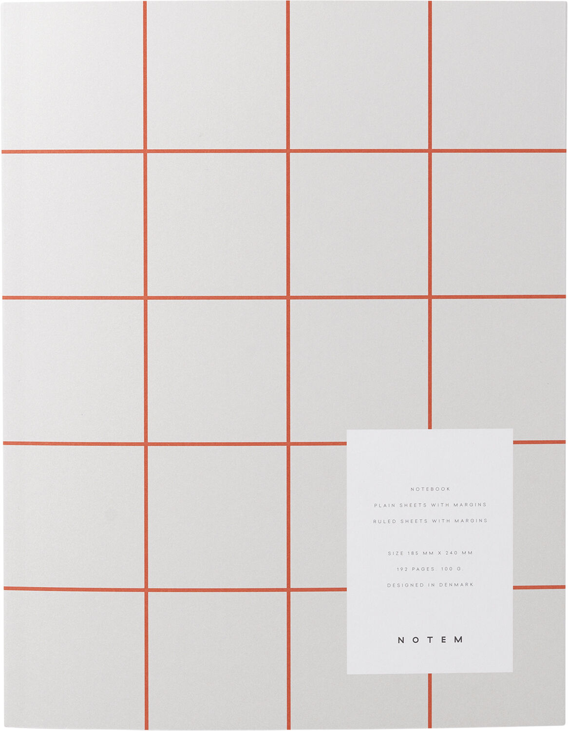 Stor notesbog med syet ryg, lys gr&aring;