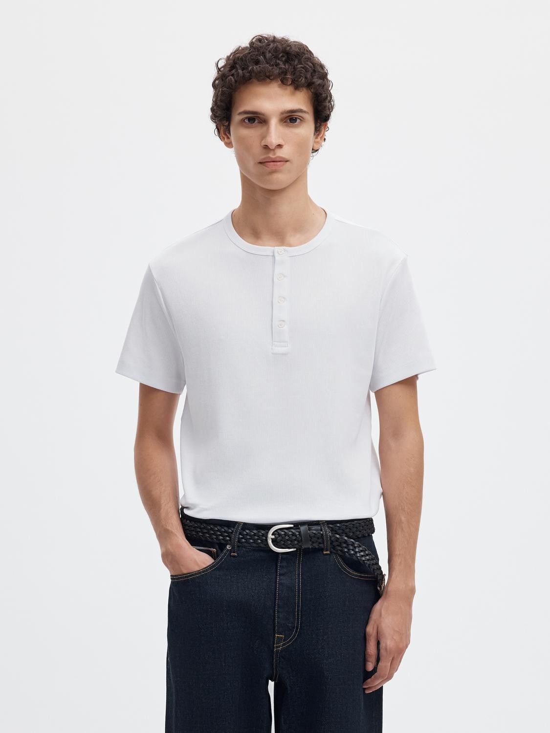 Slmaustin Rib Ss Henley Tee