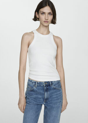 Ribbed cotton-blend top