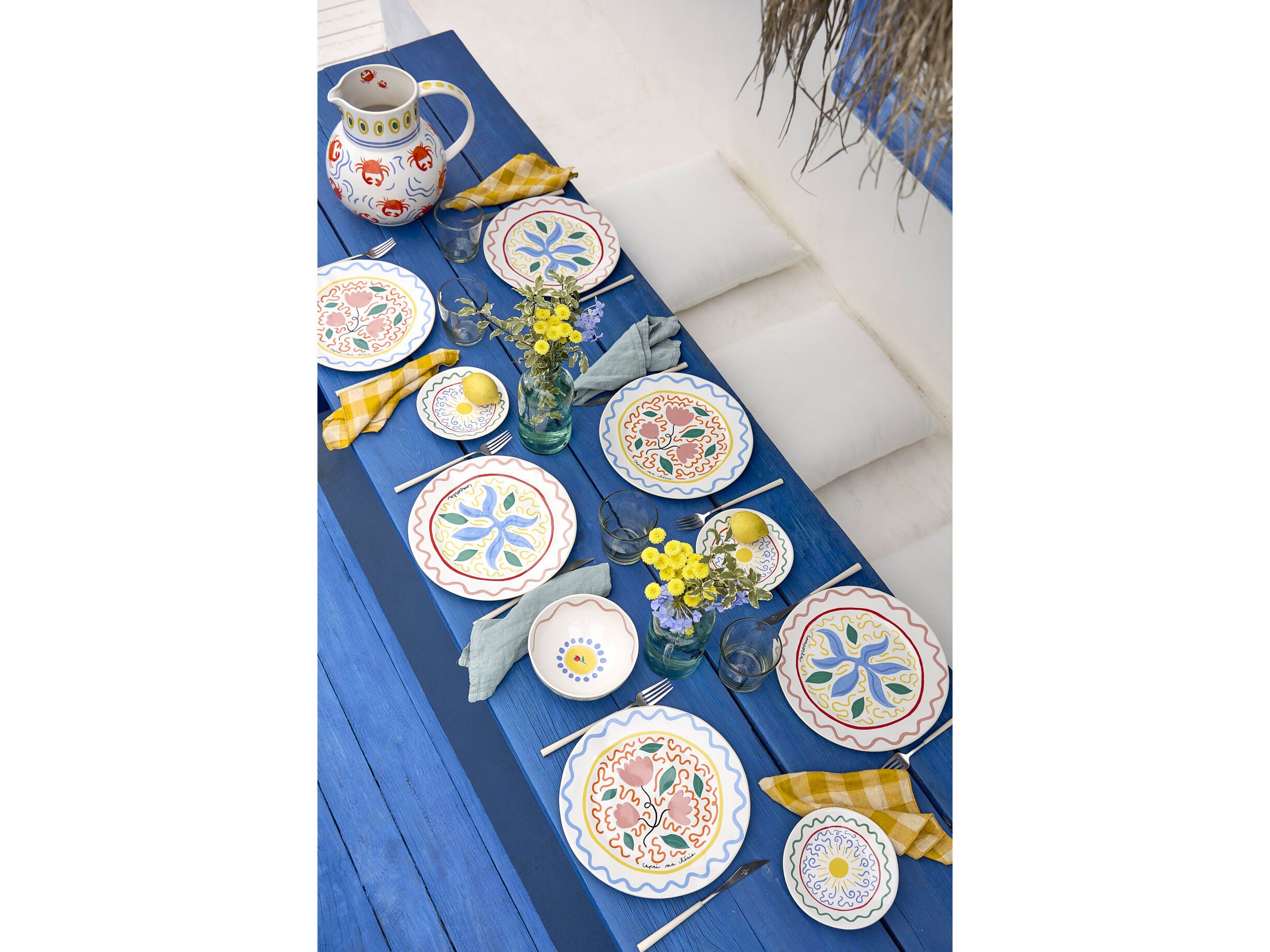 Kanna Bliss 595 cl x 28. 6 x 26. 8 cm Bl&aring;/Koral/Rosa/Gr&ouml;n Kera