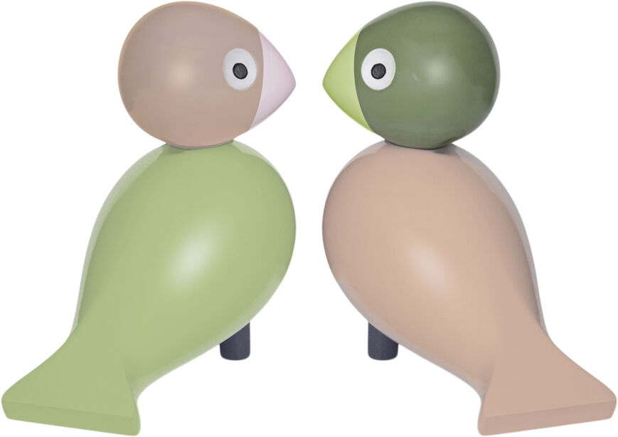 Turtelduer H9 cm lys gr&oslash;n/rosa 1 par