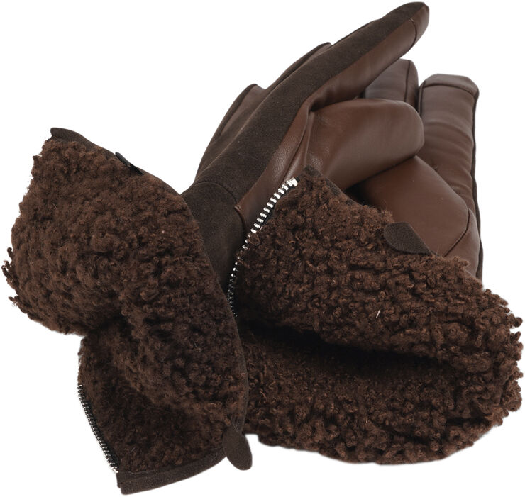 CREMONA - FEMININE ZIP LEATHER GLOVES W/ SHEARLING LINING