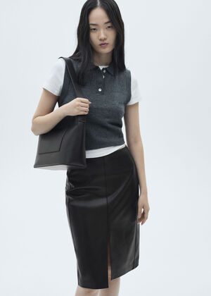 Faux-leather pencil skirt