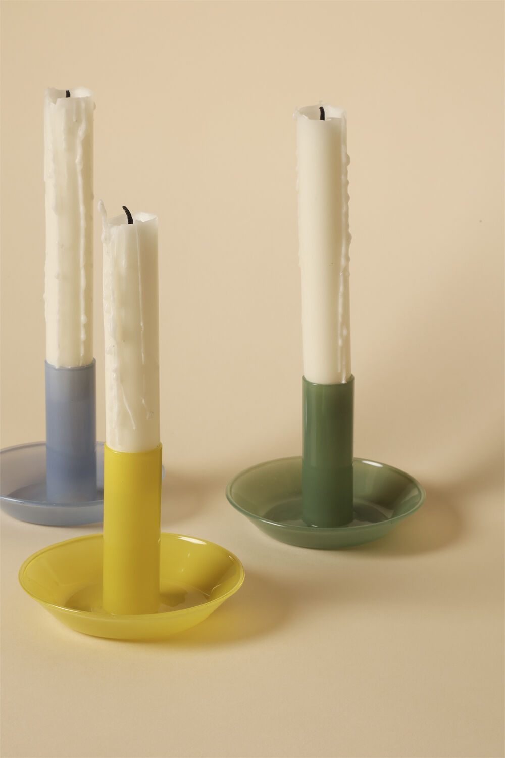 Glas lysestage, chartreuse, 10x&oslash;8 cm