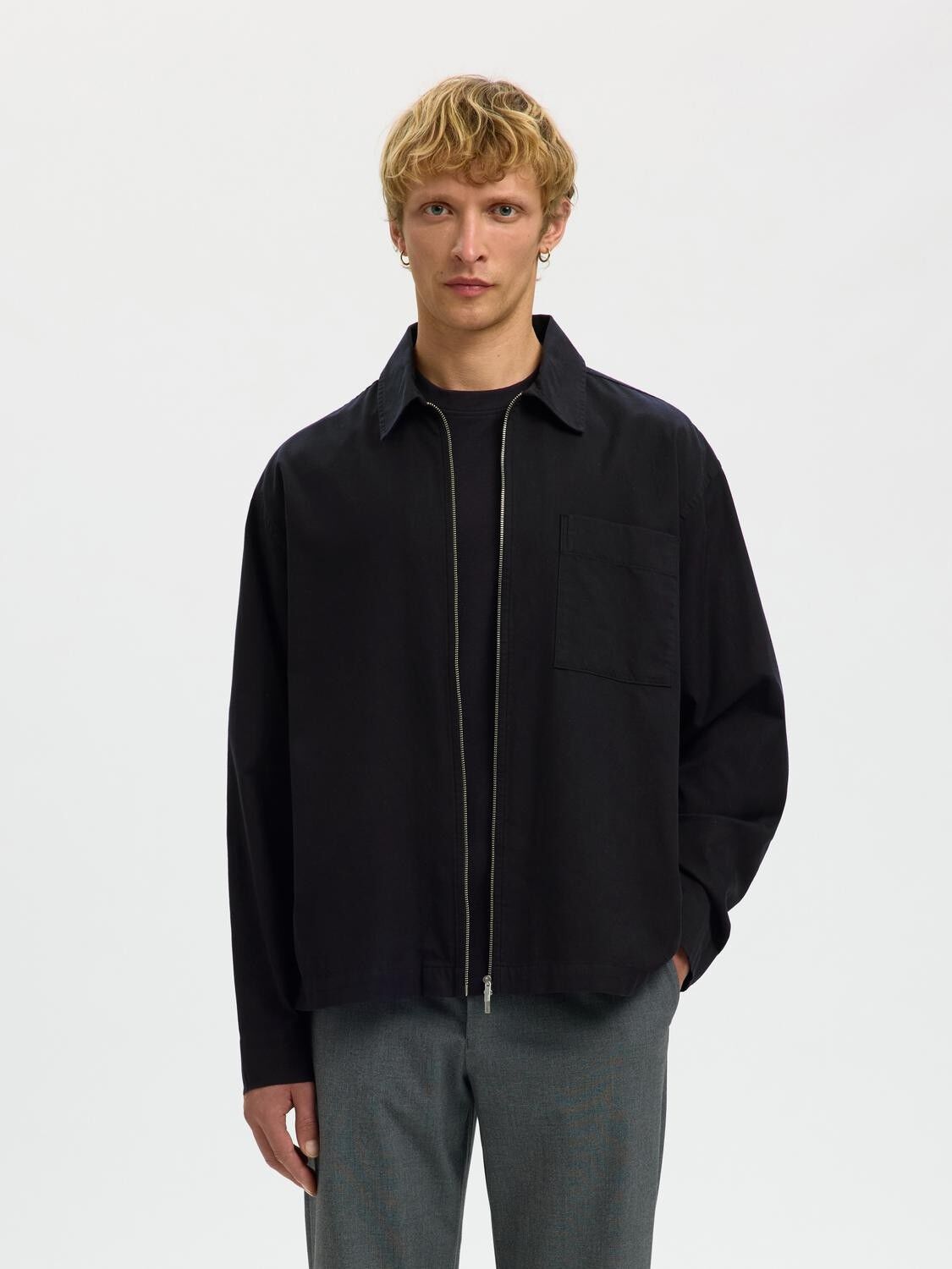 Slhrlxdavid Mix Zip Overshirt