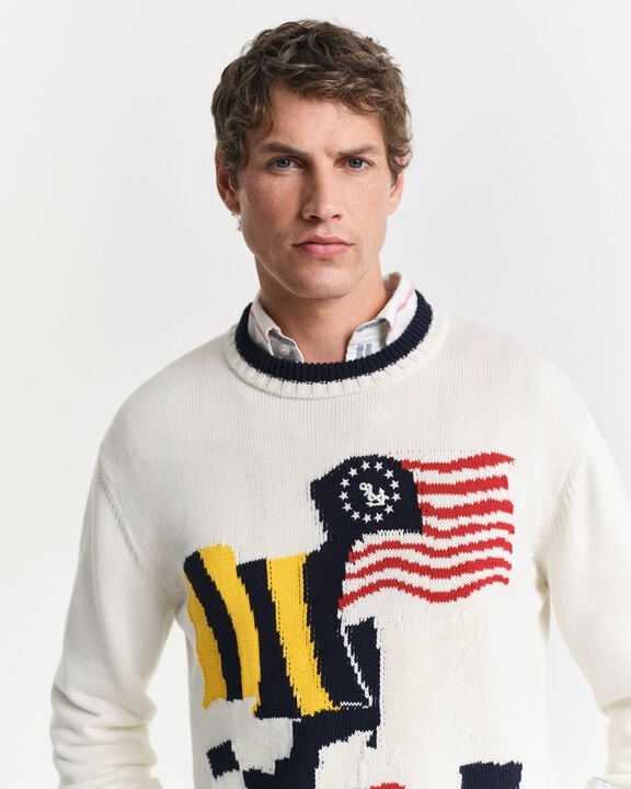 FLAG INTARSIA COTTON C-NECK