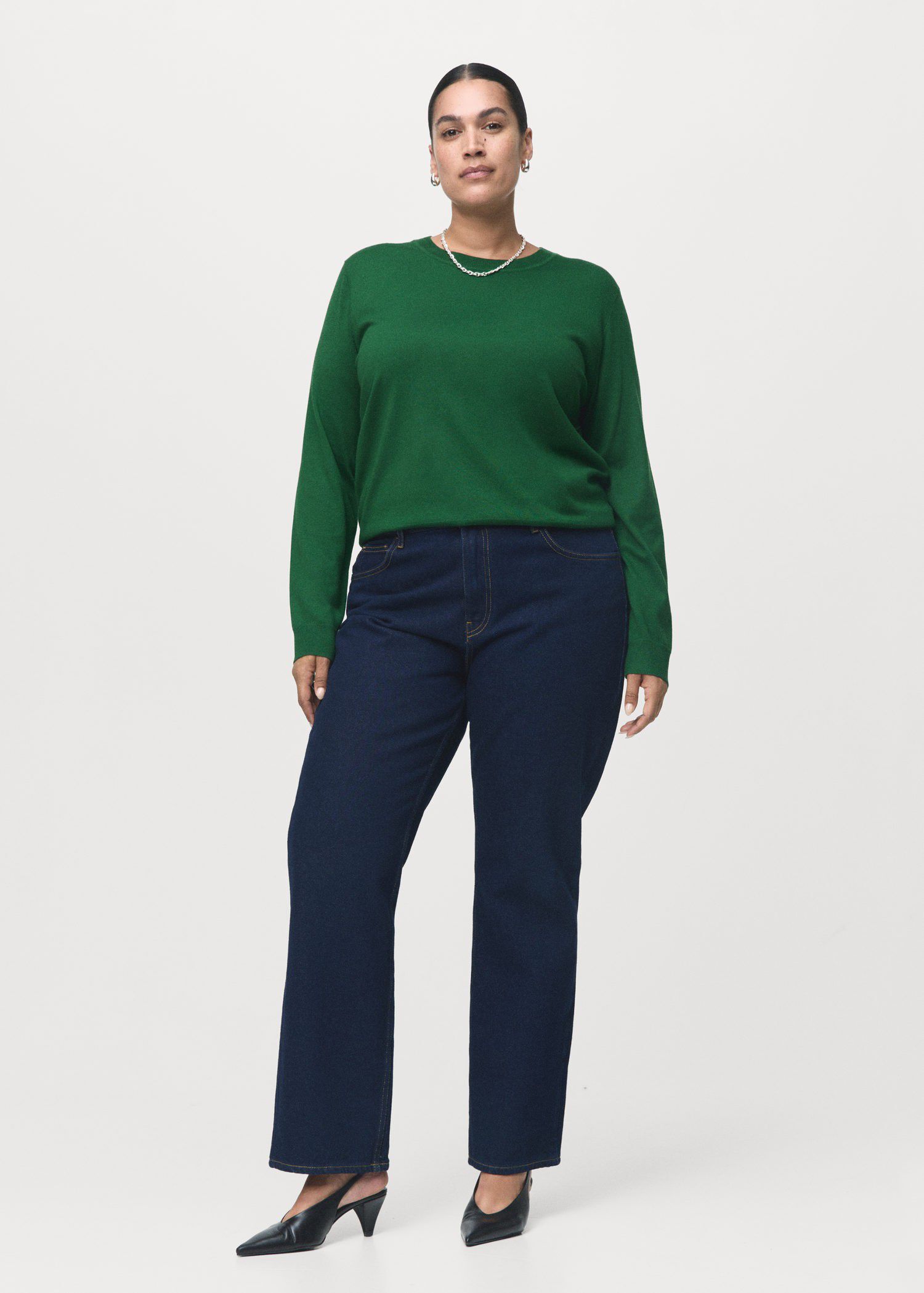 Fine-knit crew-neck sweater