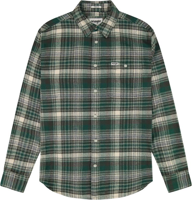 BRUSHED 1 PKT SHIRT GREEN BIRCH