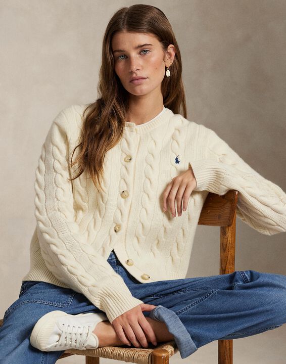 Cable-Knit Wool-Cashmere Cardigan