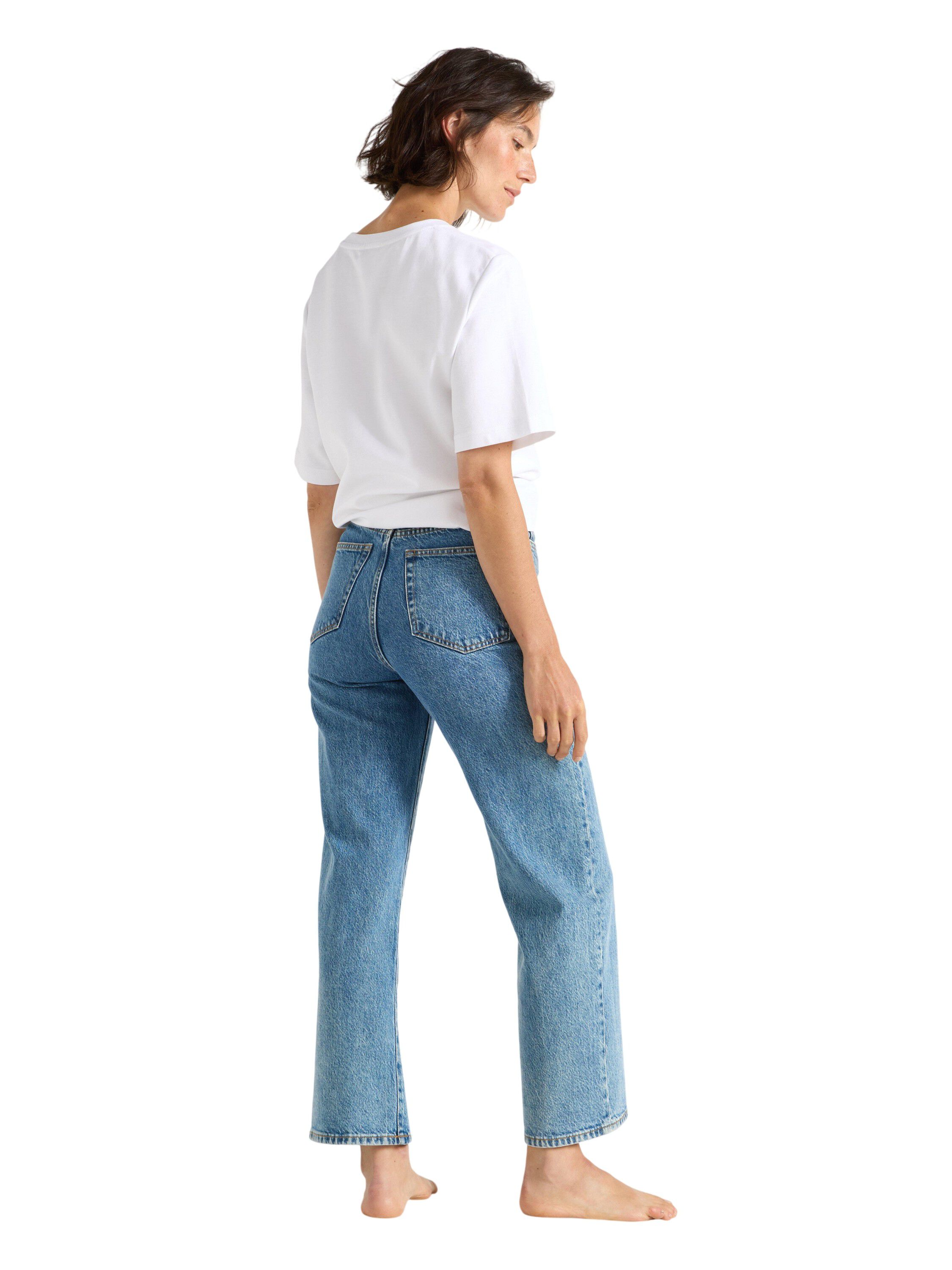 High waist jeans in cotton denim wi
