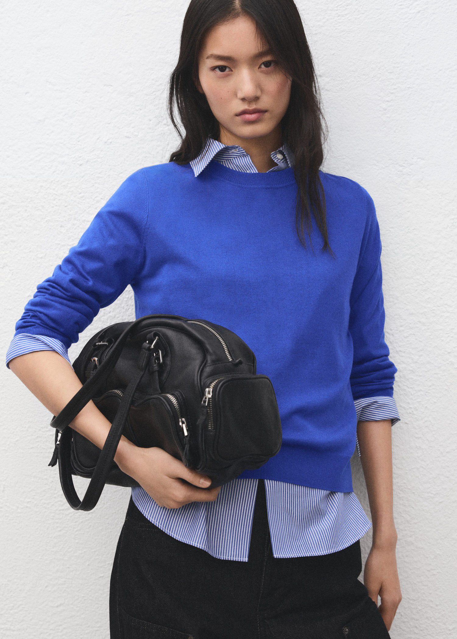 Fine-knit crew-neck sweater