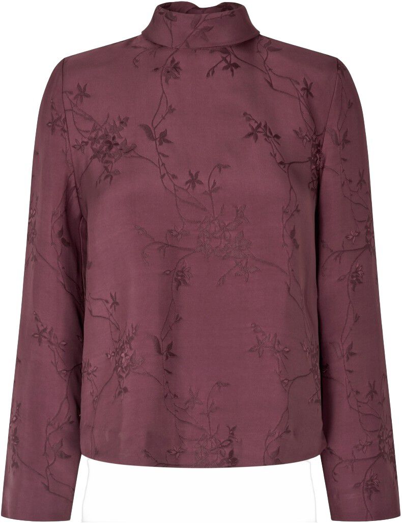 2548 Fluid Jacquard, Relaxed Tie Neck Blouse