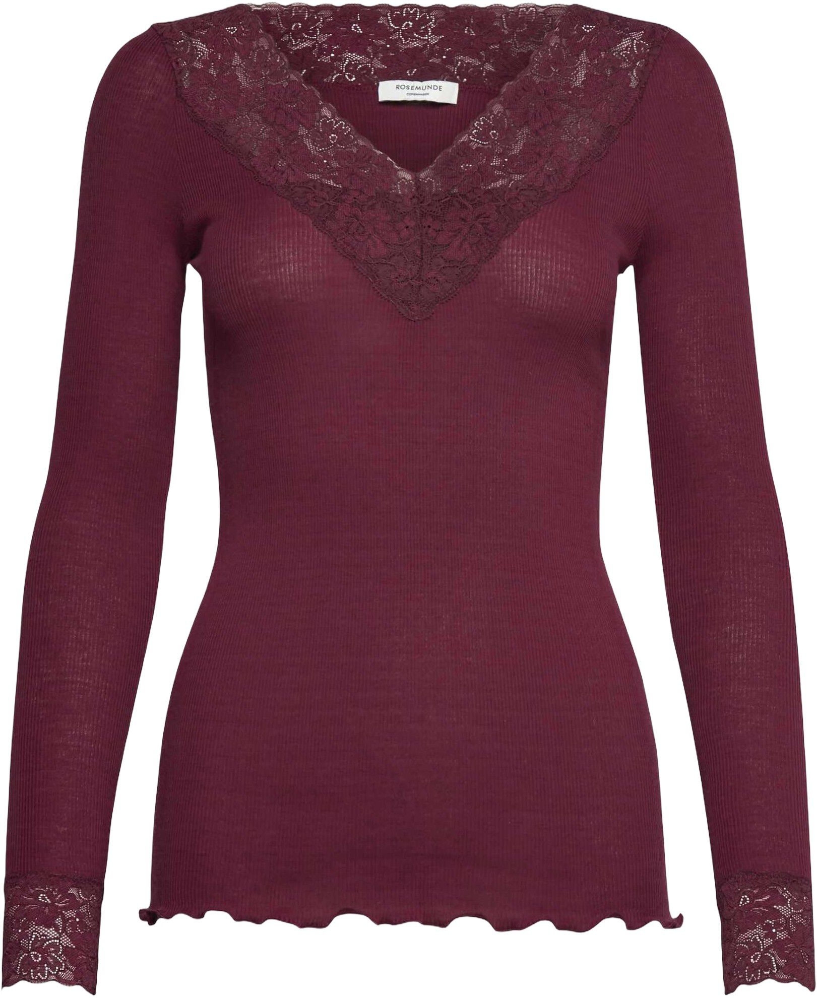 RWBernadine Organic LS V-neck Lace T-shirt