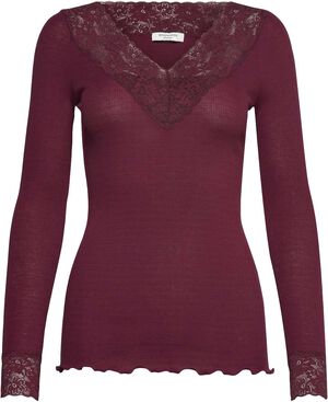 RWBernadine Organic LS V-neck Lace T-shirt