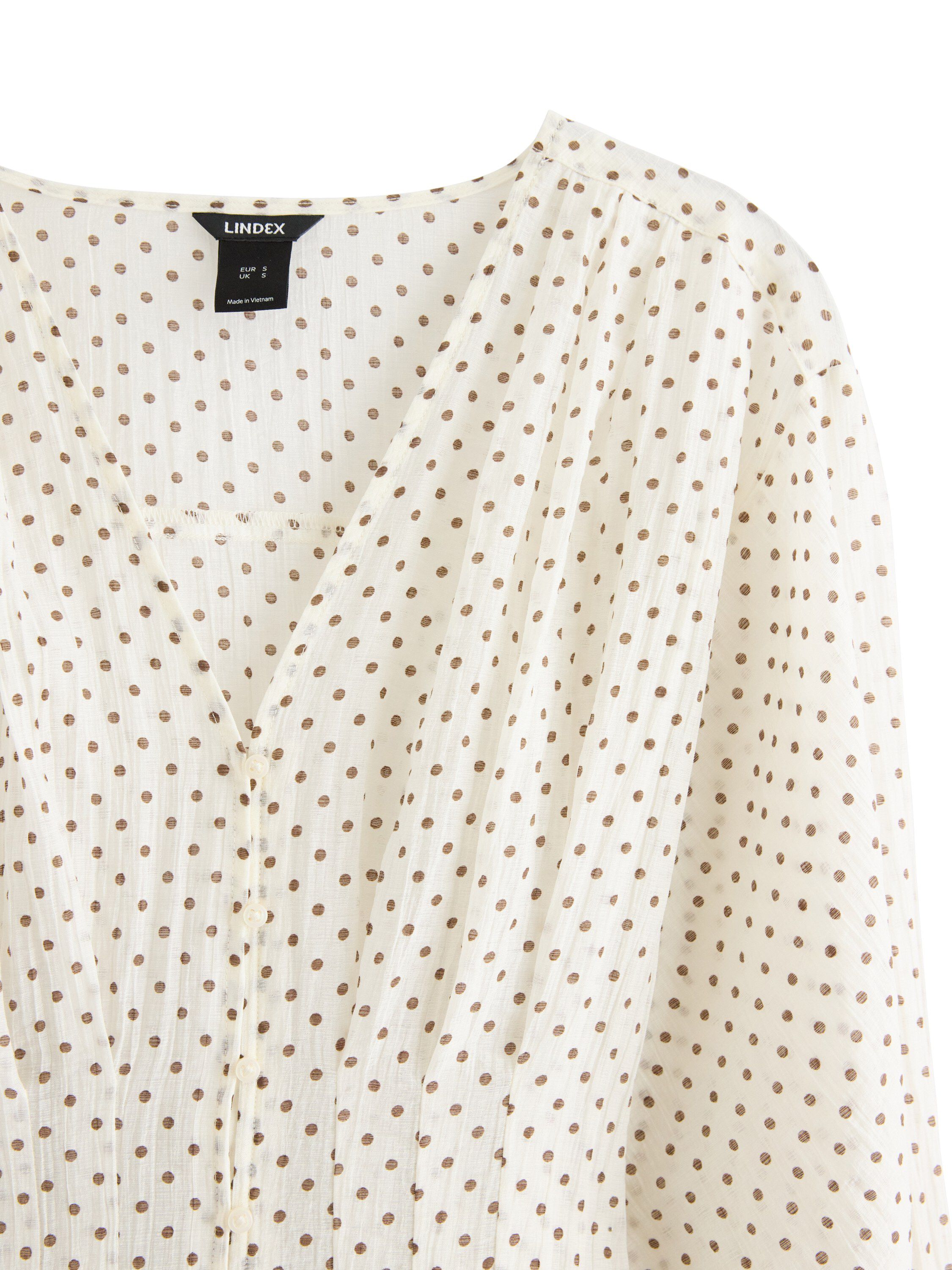 Flowy blouse with long sleeves, v-n