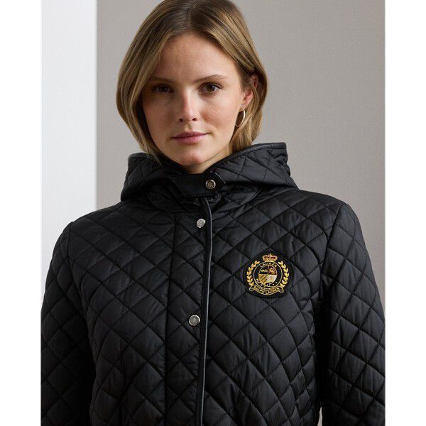Crest-Patch Diamond-Quilted Anorak