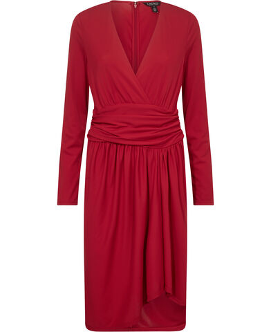 Ruched Stretch Jersey Surplice Dress