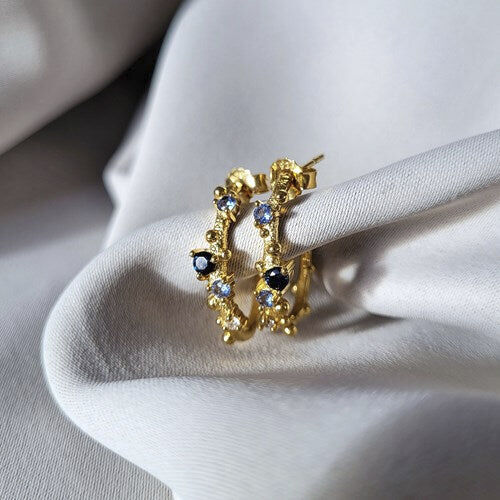 Blue Rainbow creoler - Forgyldt