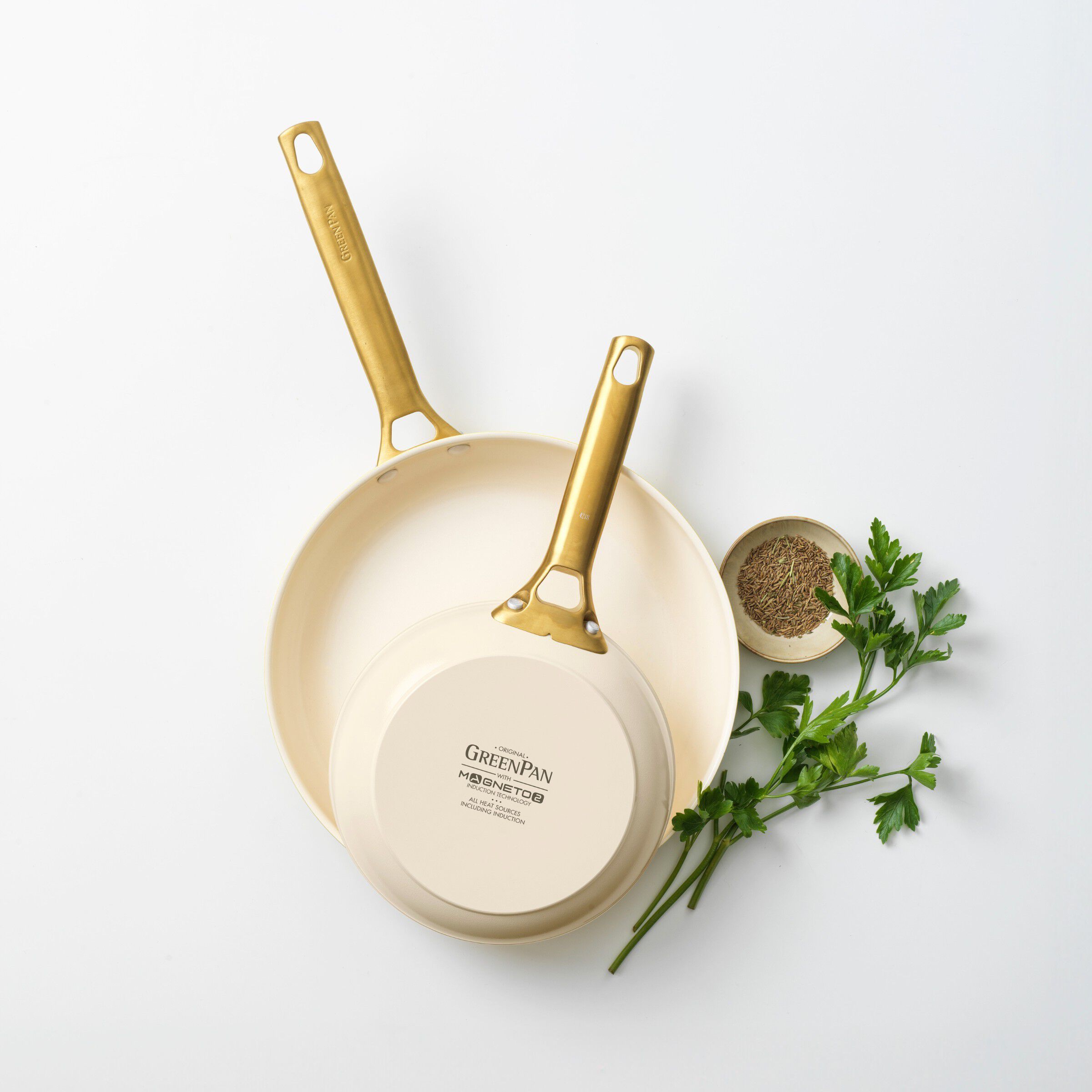 Greenpan Padova Frypan set 2pcs 20cm+26cm Cream White