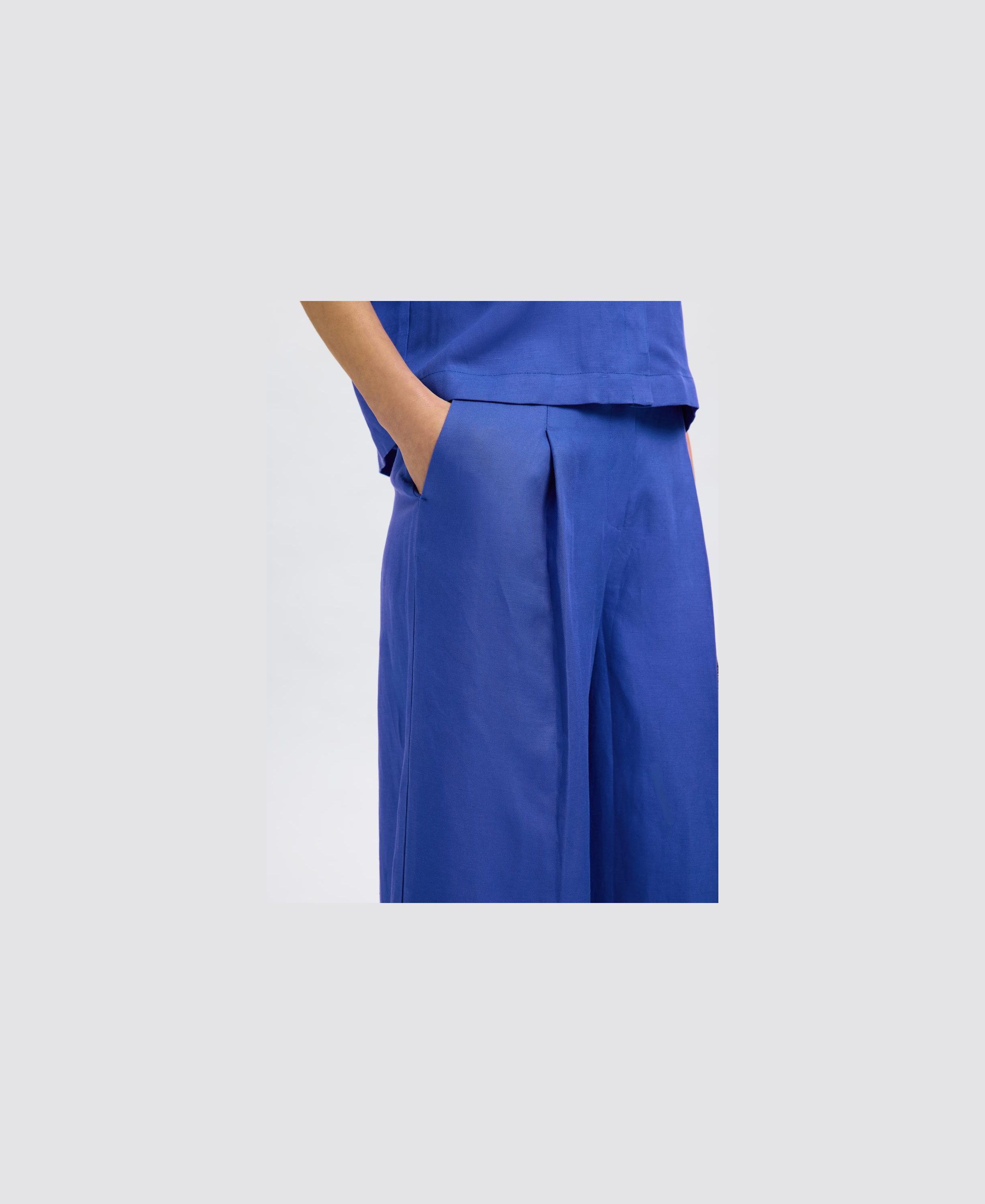 SLFLYRA HW WIDE LINEN BLEND PANT B