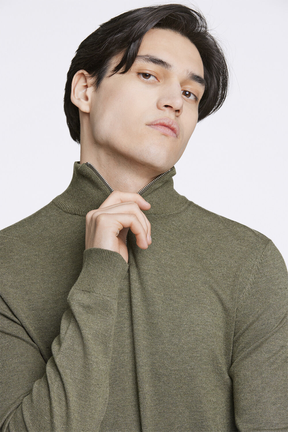 Ecovero half zip L/S knit