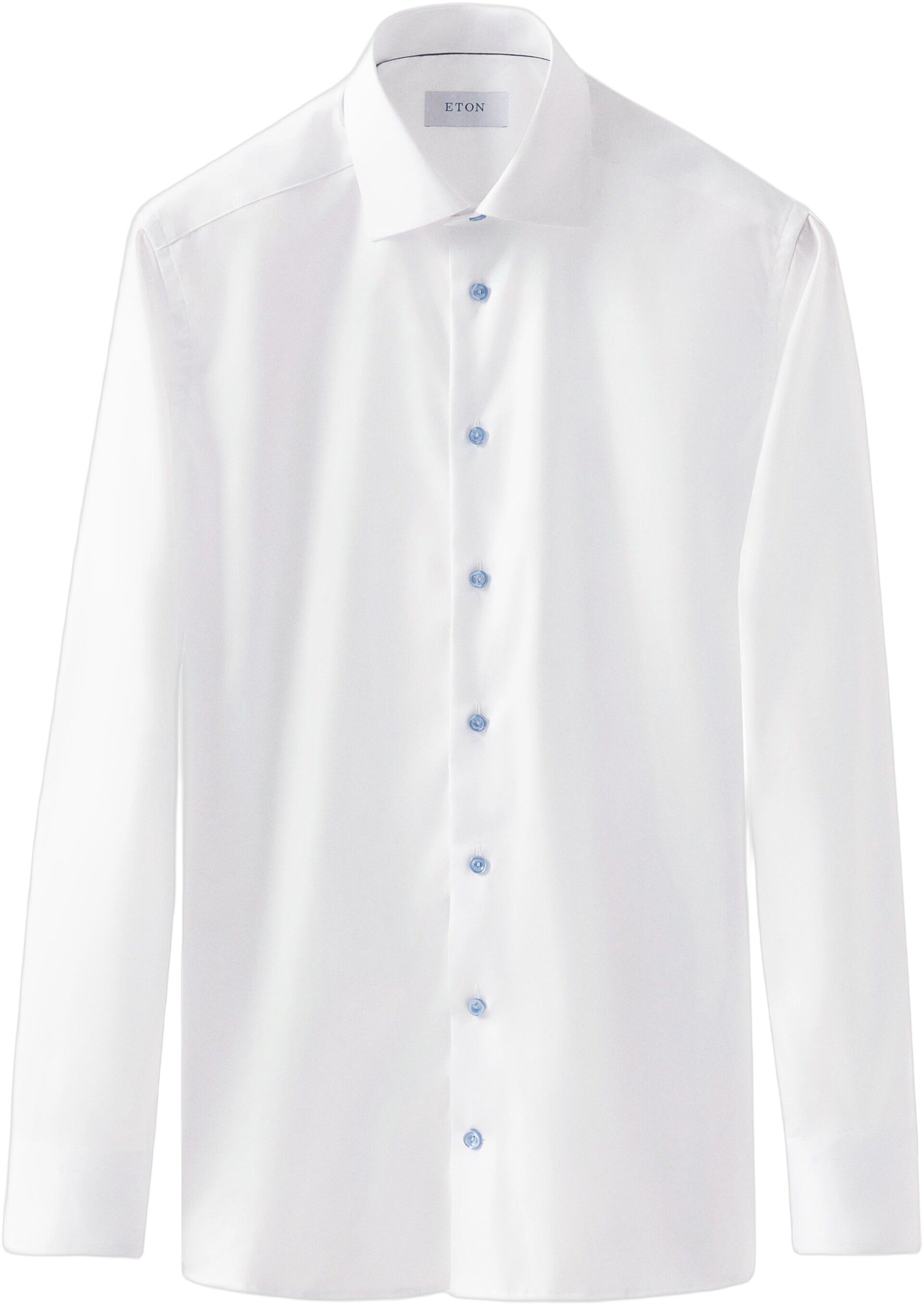 White Twill Shirt Blue Details - Slim Fit