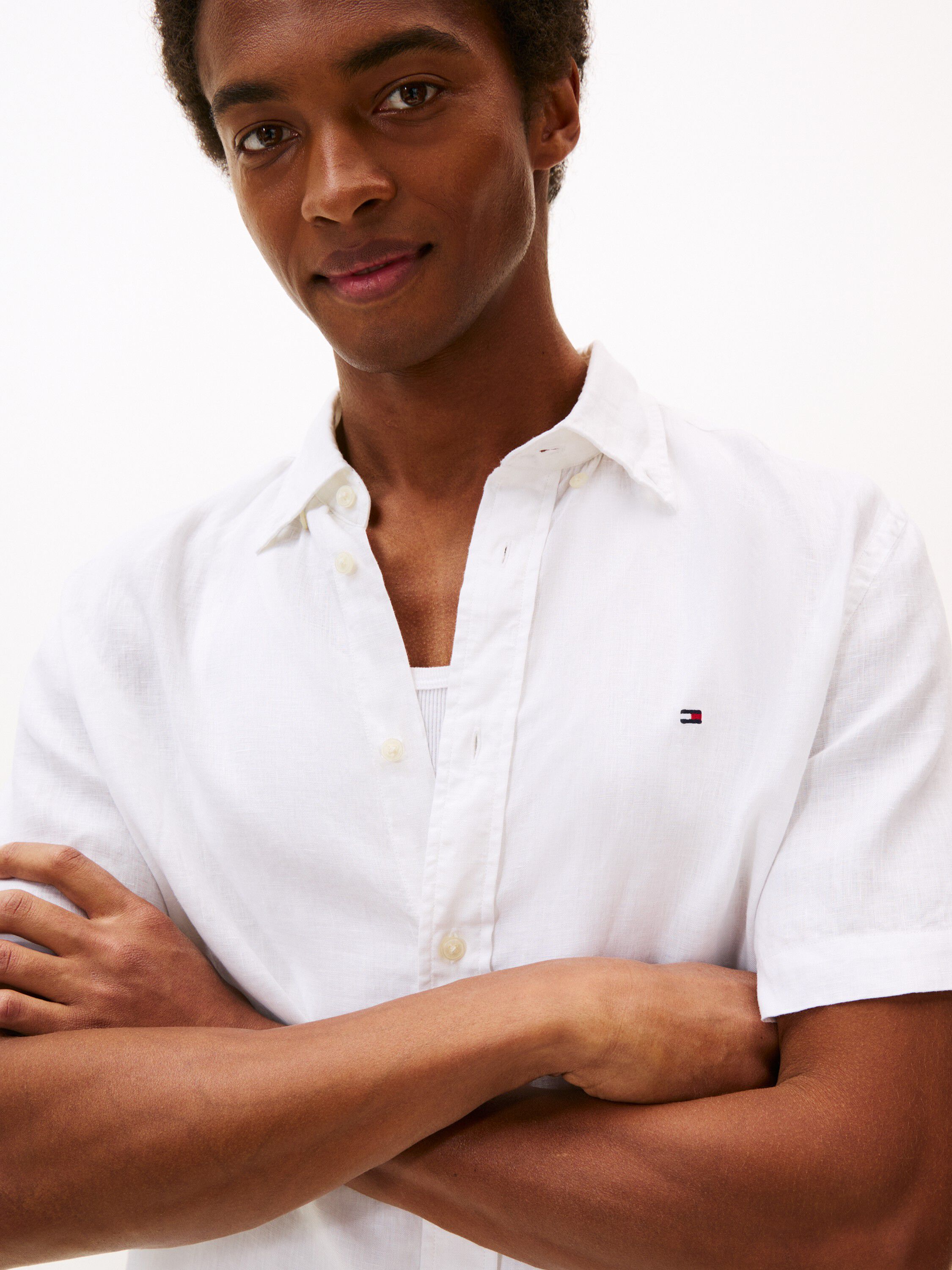 Regular Fit Washed Linen Short Sleeve Shirt