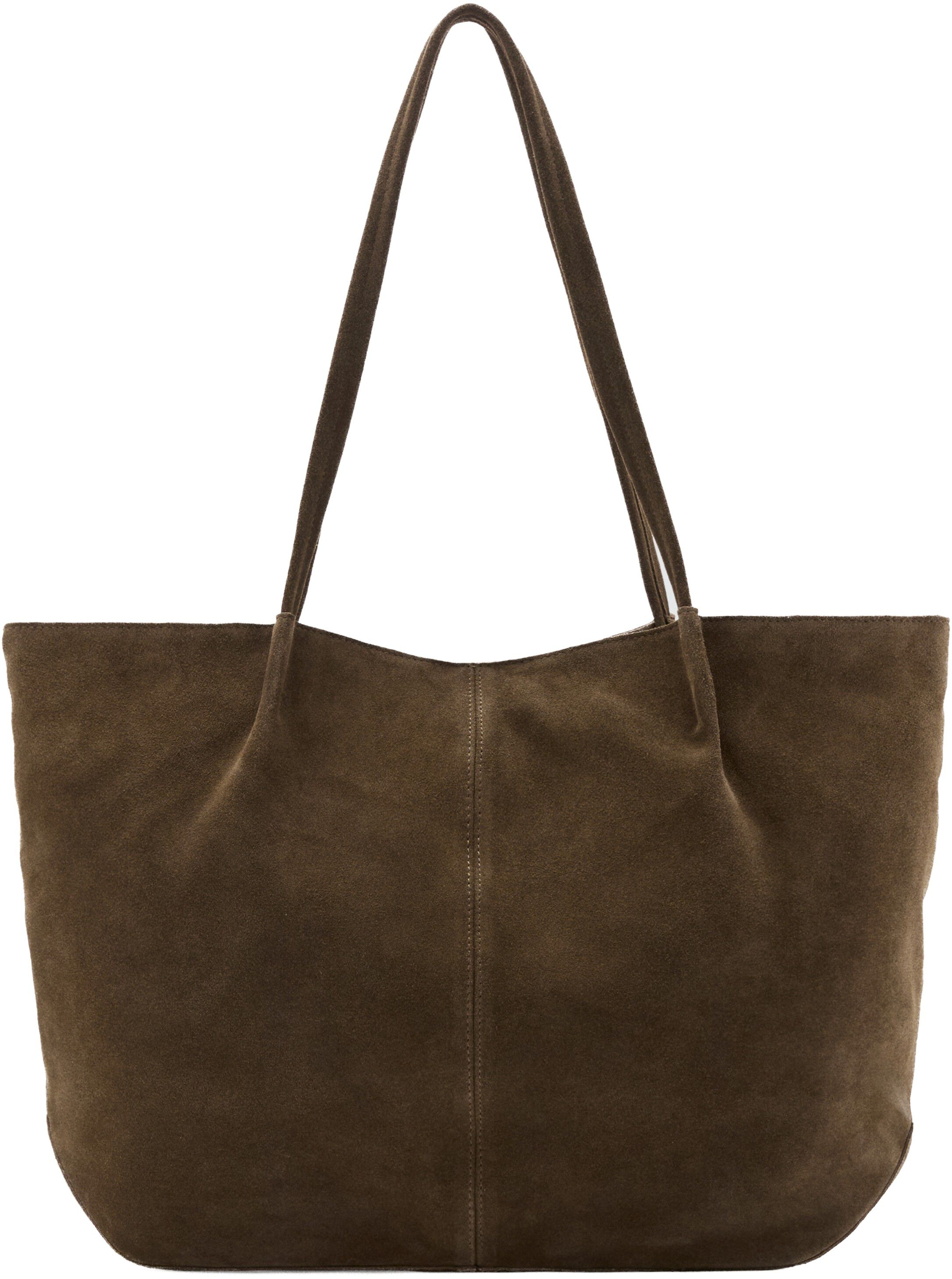 Suede leather shopper bag