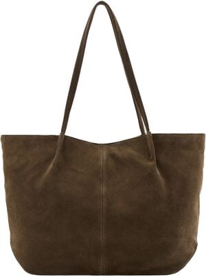 Suede leather shopper bag
