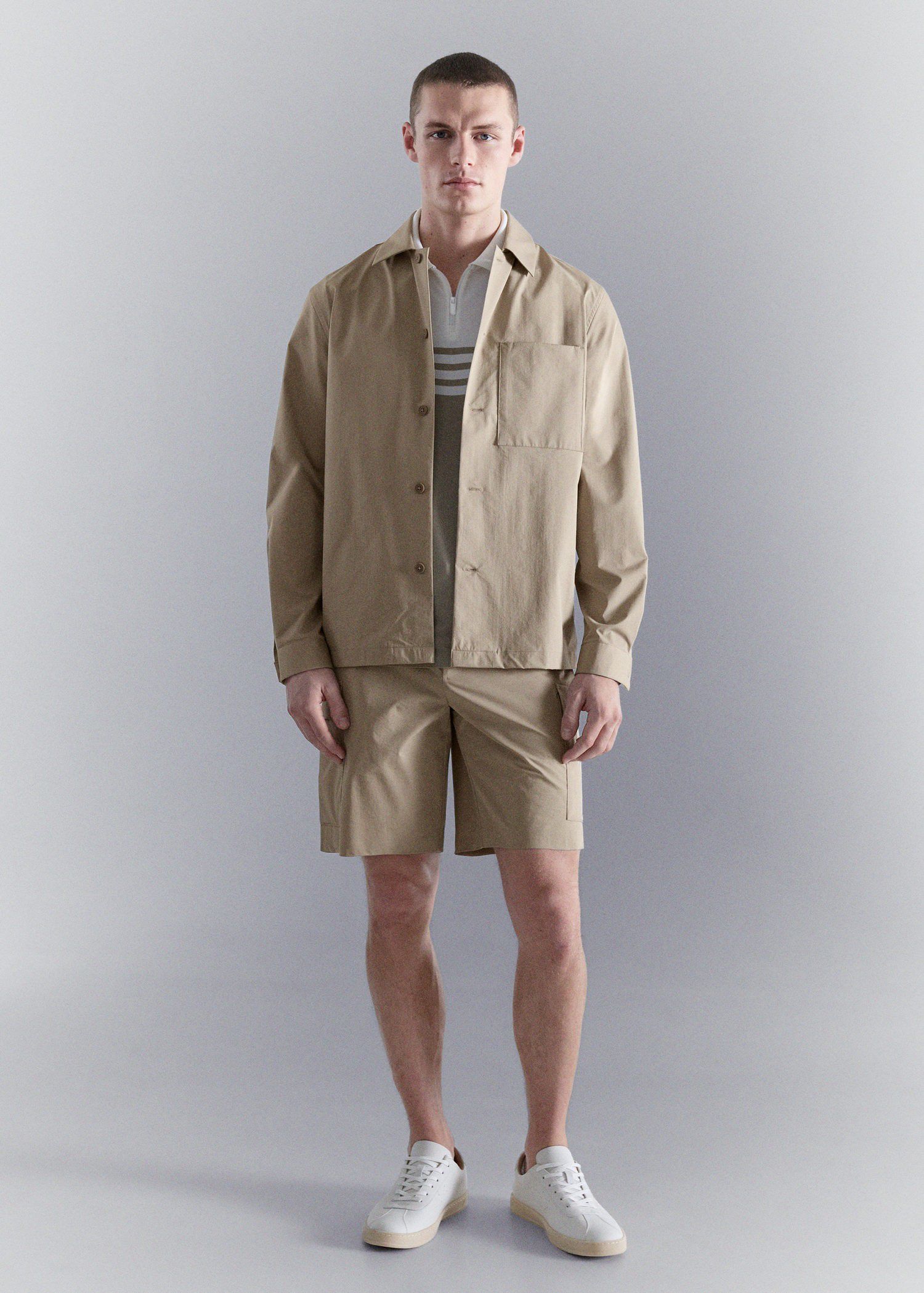 Non-iron overshirt pocket