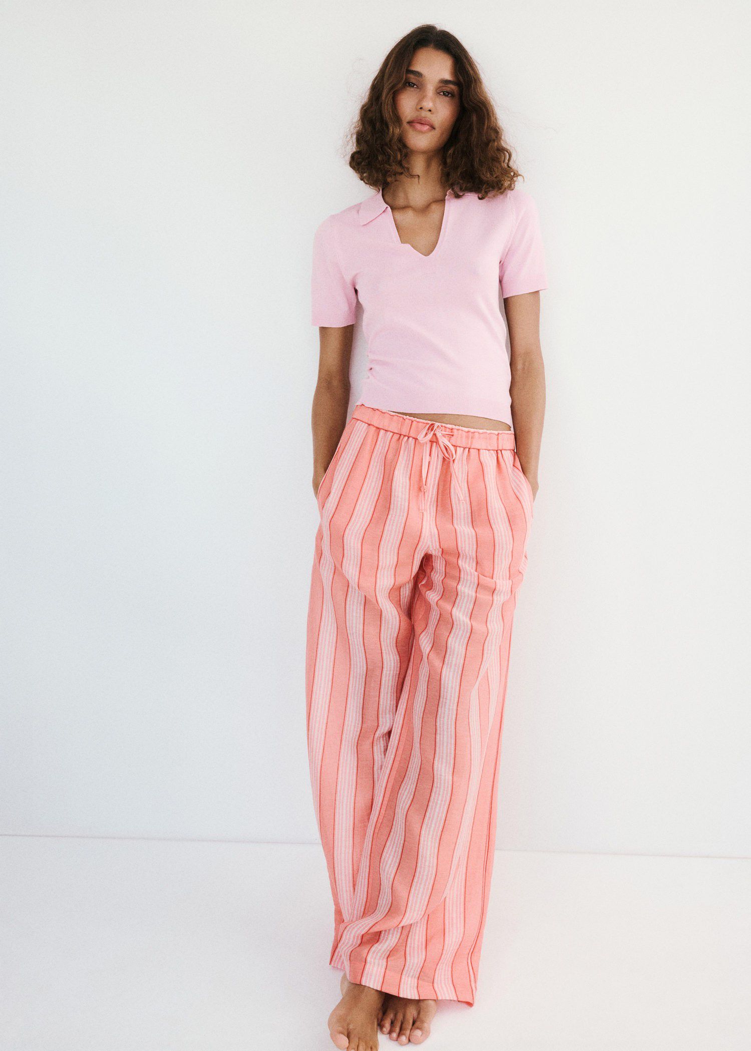 Fine-knit polo shirt