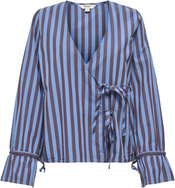 ONLSTIVELLA LS STRIPED TIE TOP WVN