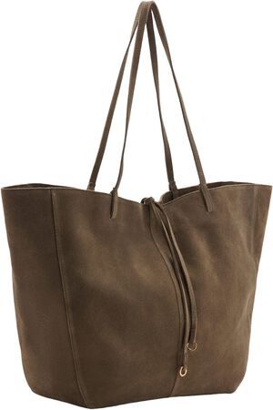 Suede leather shopper bag