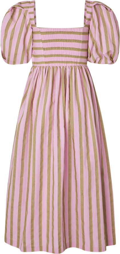 2344 Soft Jacquard Weave, Blouson Sleeve Midi Dress