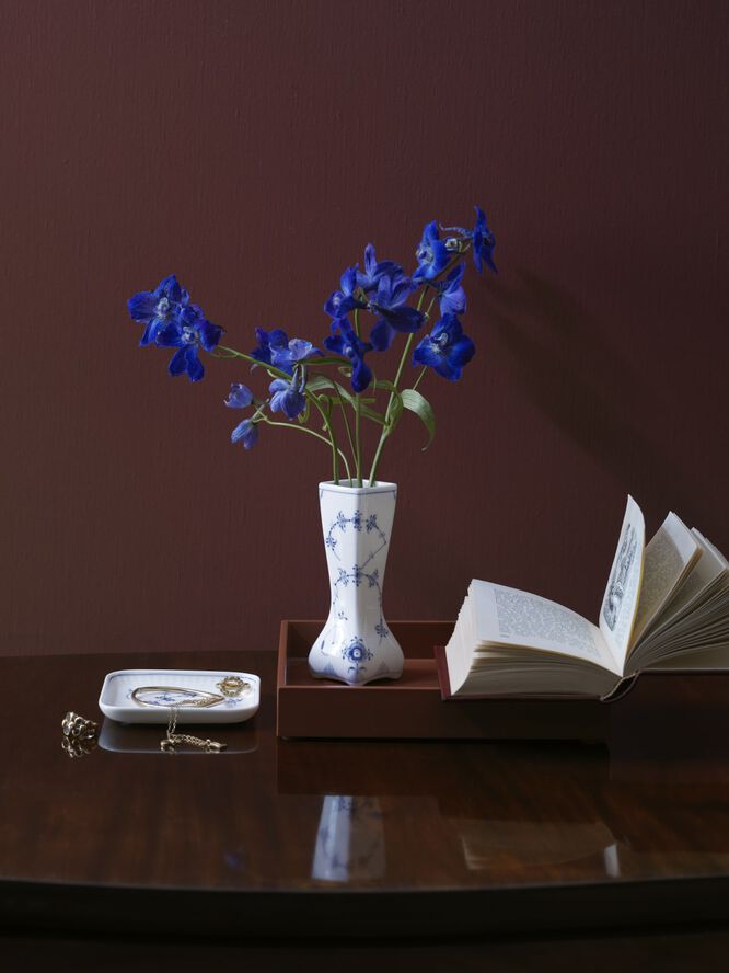 Blue Fluted Plain smal vas