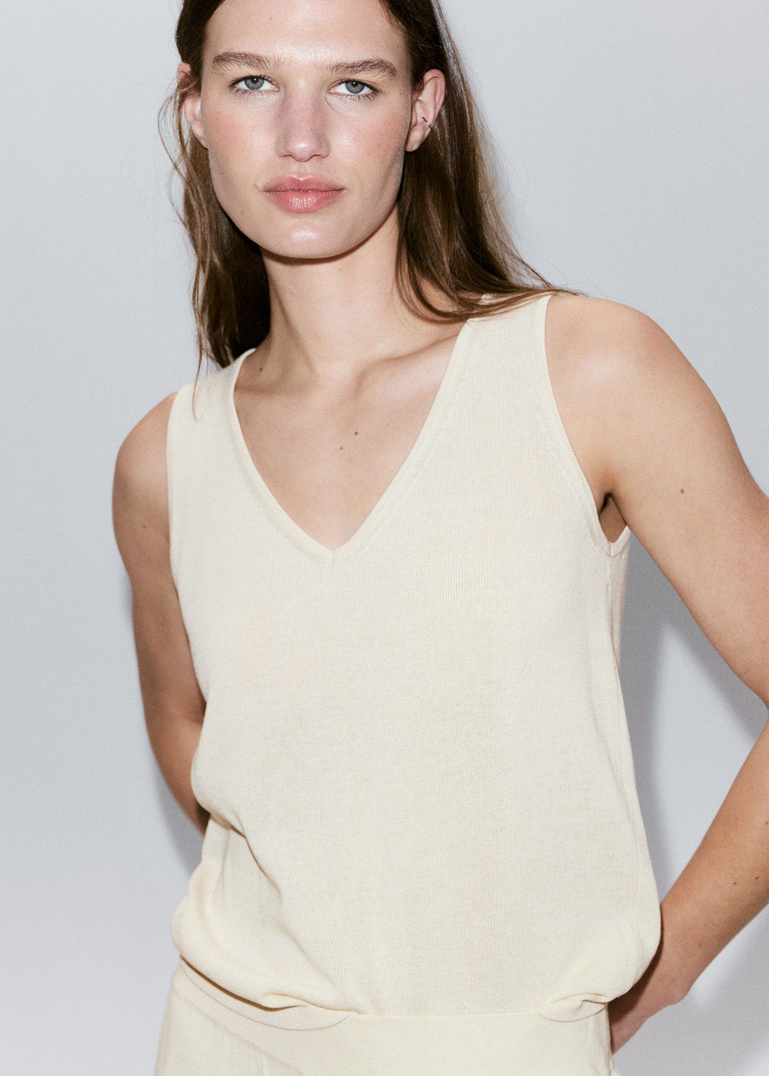V-neck knit top