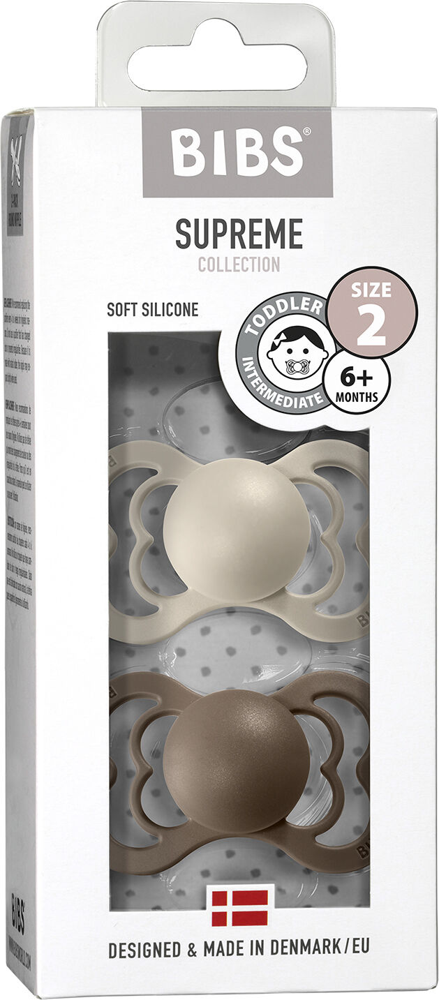 BIBS Supreme 2 PACK Silicone Size 1 Haze/Blossom