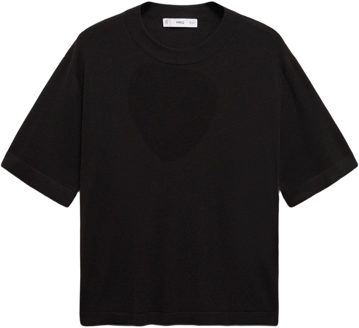 Short-sleeved fine-knit sweater