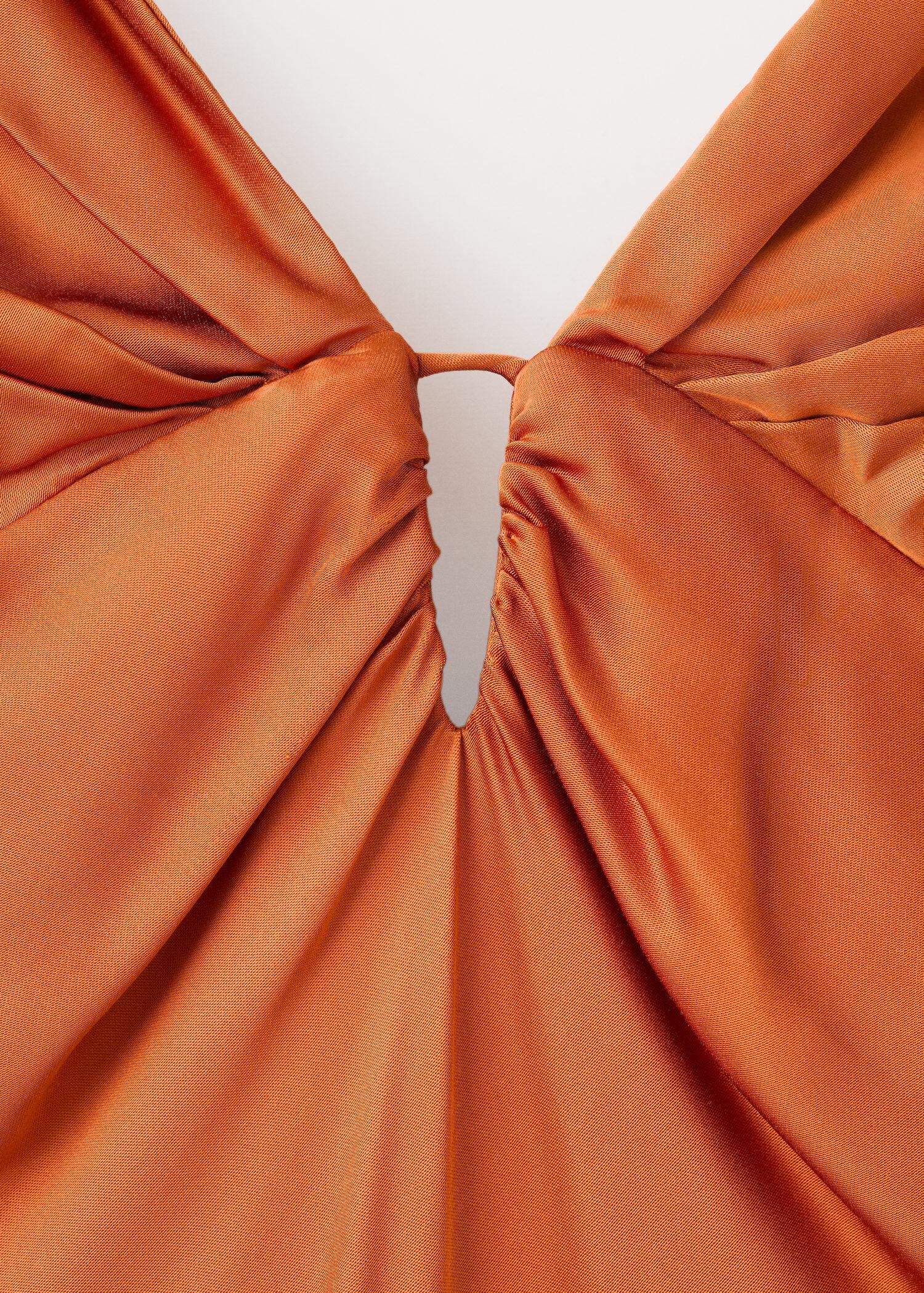 Satin dress with gathered V-necklin