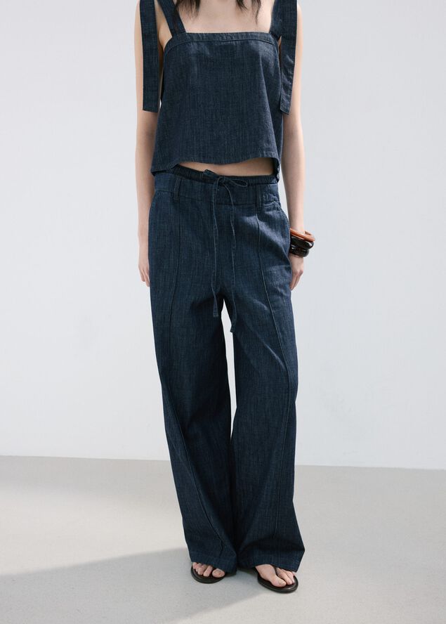 Wide Leg Denim Trousers