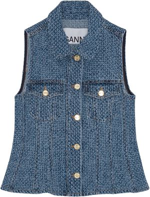 Fluffy Denim Fitted Top