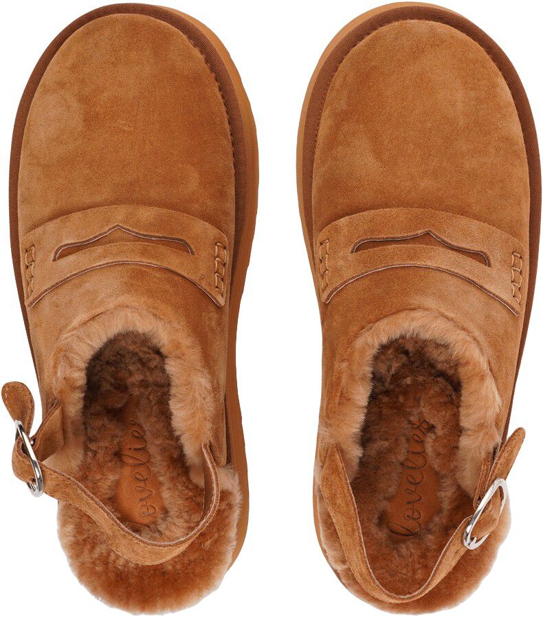 SIPLE - SUEDE MULES WITH HEEL STRAP AND SHEARLING