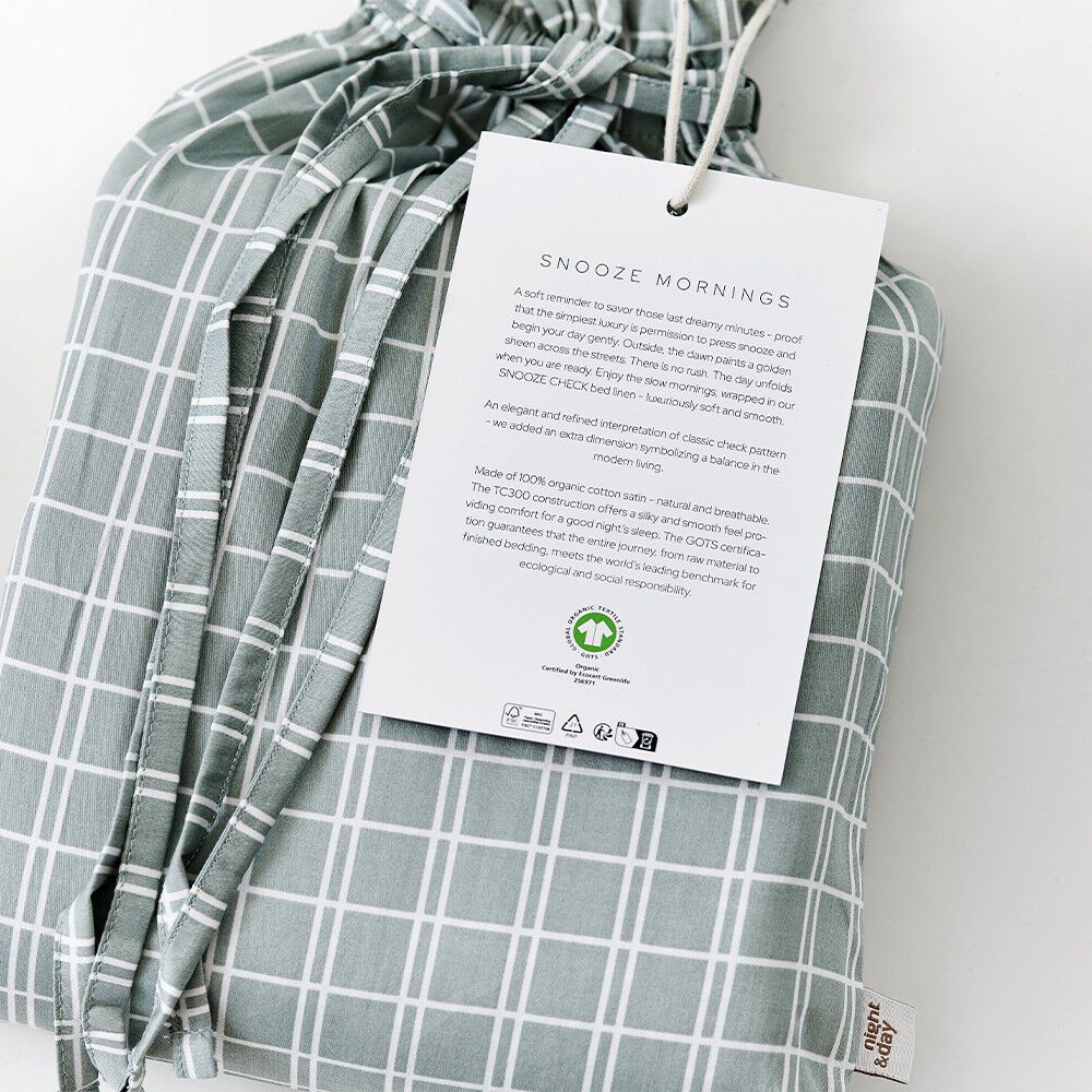 &Oslash;kologisk senges&aelig;t Snooze Check green - GOTS