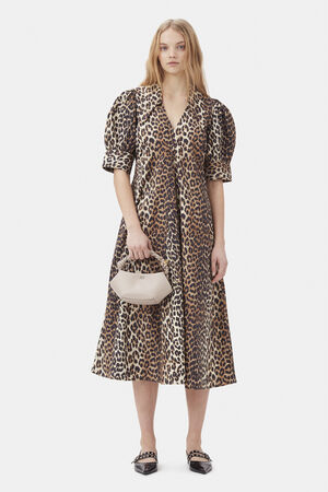 Printed Cotton Poplin V-neck Long D