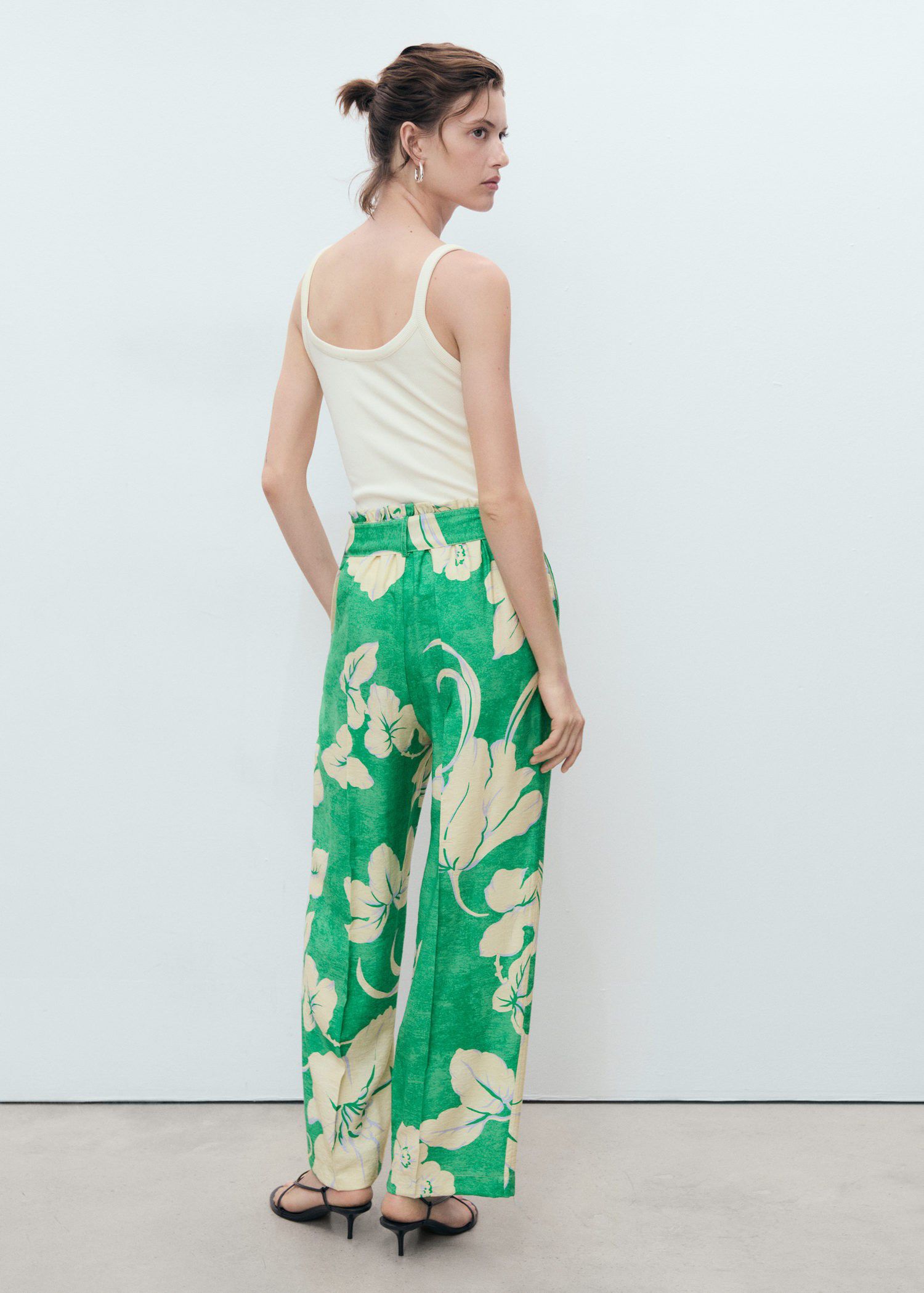 Printed trousers with belt